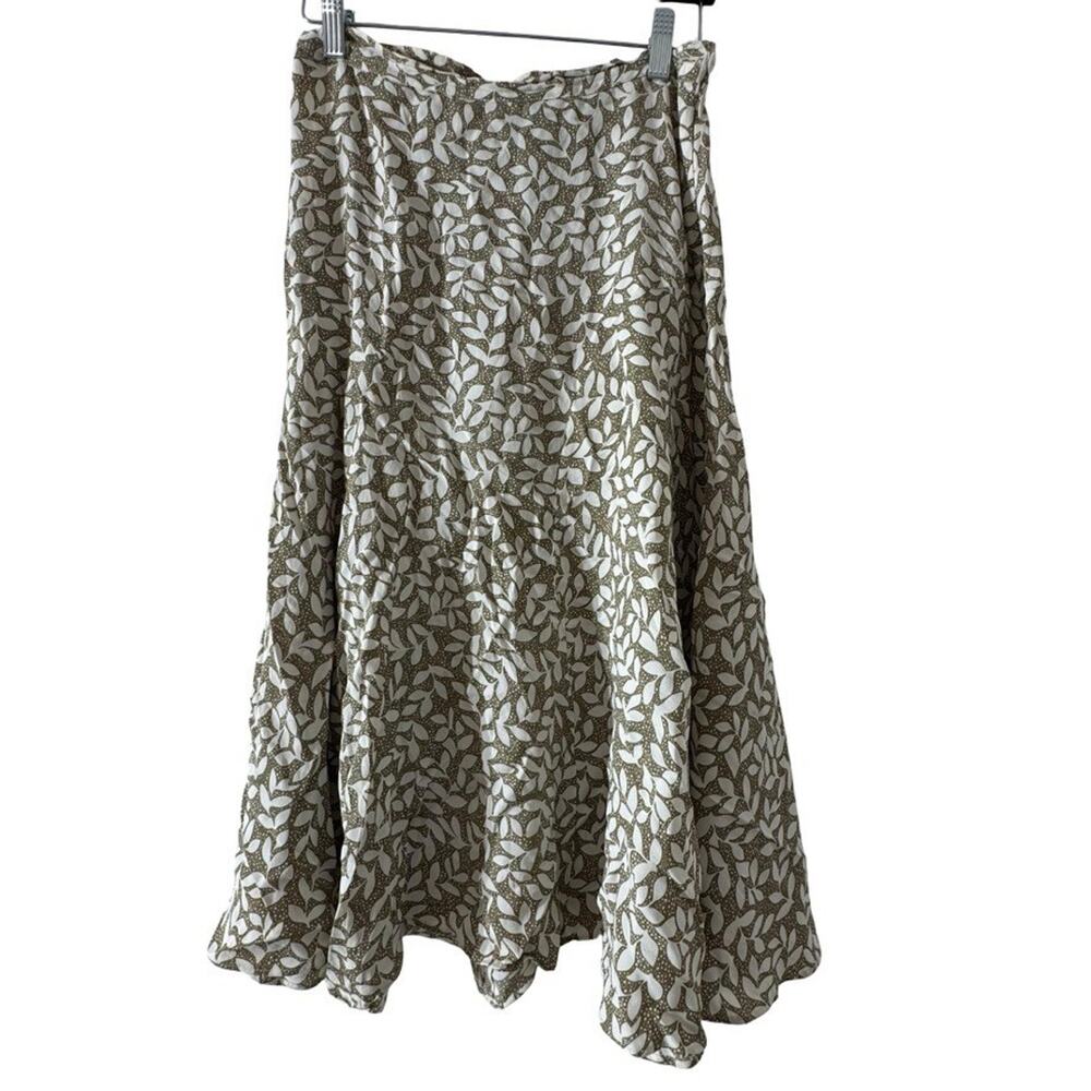 Casual Studio Midi Rayon Sage Green White Floral Side Zip Midi Skirt 90s sz S - Picture 6 of 16